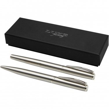 Logo trade promotional giveaways picture of: Didimis recycled stainless steel ballpoint and rollerball pen set