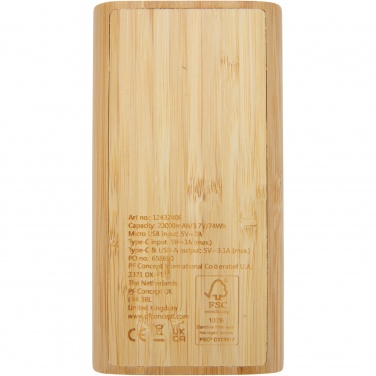 Logo trade promotional products picture of: Tulda 20.000 mAh bamboo power bank