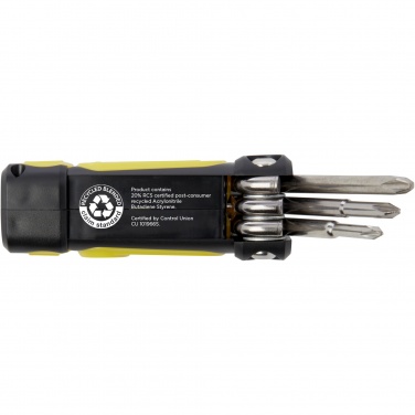 Logo trade advertising product photo of: Octo 8-in-1 RCS recycled plastic screwdriver set with torch