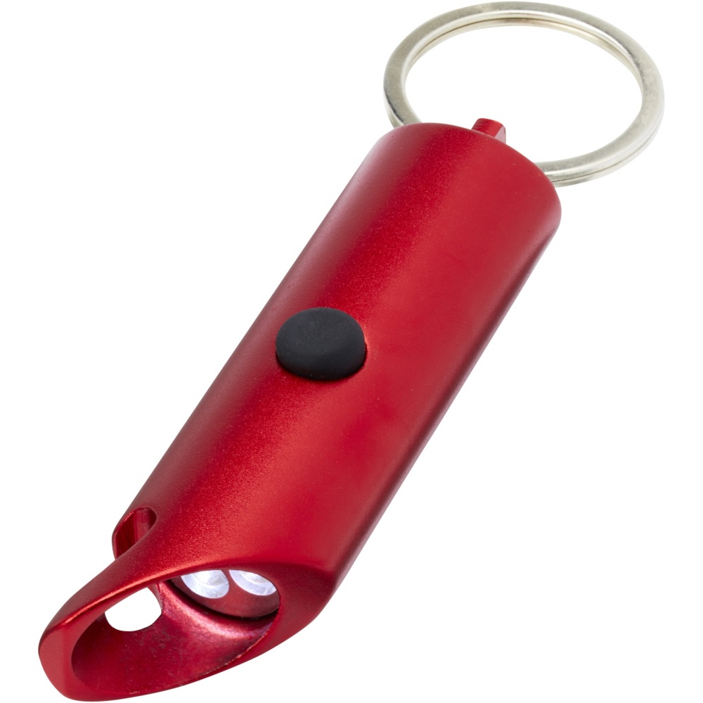Logotrade promotional giveaway image of: Flare RCS recycled aluminium IPX LED light and bottle opener with keychain