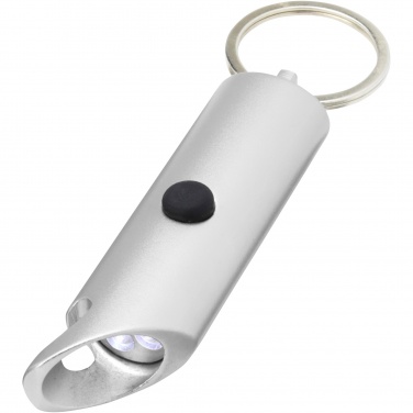 Logotrade promotional products photo of: Flare RCS recycled aluminium IPX LED light and bottle opener with keychain