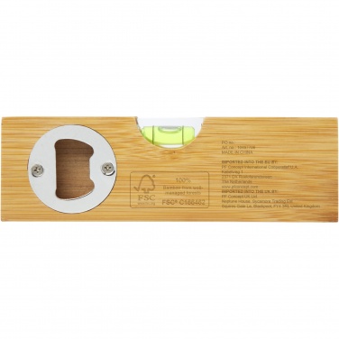 Logo trade promotional items image of: Flush bamboo spirit level with bottle opener