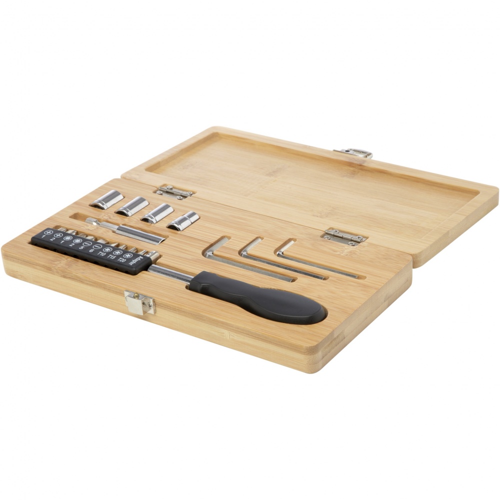Logotrade corporate gift picture of: Rivet 19-piece bamboo/recycled plastic tool set