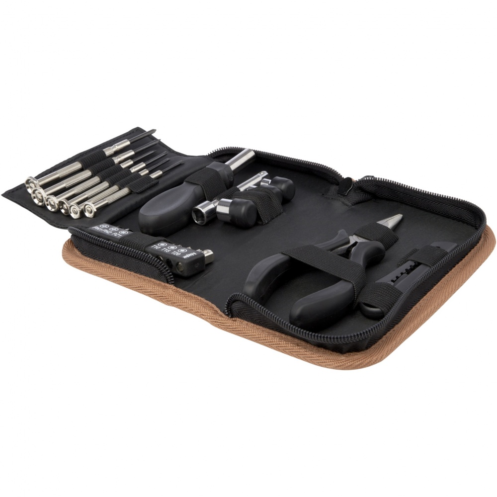Logotrade promotional giveaway picture of: Spike 24-piece RCS recycled plastic tool set with cork pouch