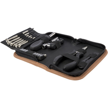 Logo trade promotional merchandise picture of: Spike 24-piece RCS recycled plastic tool set with cork pouch