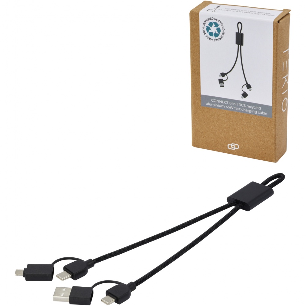 Logotrade promotional merchandise picture of: Connect 6-in-1 RCS recycled aluminium 45W quick charge & data transfer cable