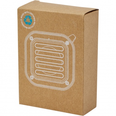 Logotrade corporate gifts photo of: Solo 3W IPX5 RCS recycled plastic solar Bluetooth® speaker with carabiner 