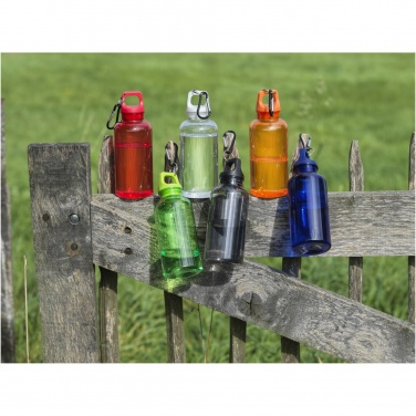 Logotrade promotional item image of: Oregon 400 ml RCS certified recycled plastic water bottle with carabiner