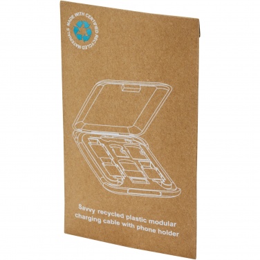 Logotrade promotional gift image of: Savvy recycled plastic modular charging cable with phone holder
