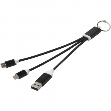 Logotrade business gift image of: Metal 4-in-1 recycled aluminium charging cable with keychain