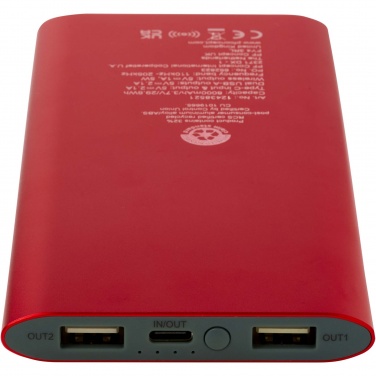 Logotrade promotional product picture of: Juice 8000 mAh Type-C recycled aluminium wireless power bank