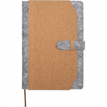 Logo trade promotional merchandise photo of: Viviana A5 recycled felt and cork notebook