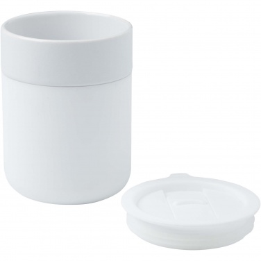 Logo trade promotional gifts image of: Java 330 ml ceramic tumbler with silicone wrap and plastic lid