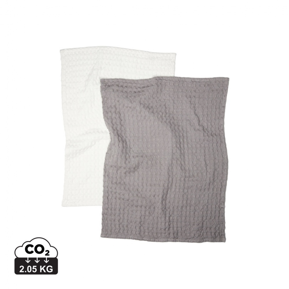 Logo trade corporate gift photo of: VINGA Cromer waffle kitchen towel, 2 pcs
