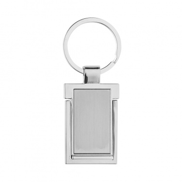 Logo trade business gifts image of: RSC recycled zinc alloy phone stand keychain