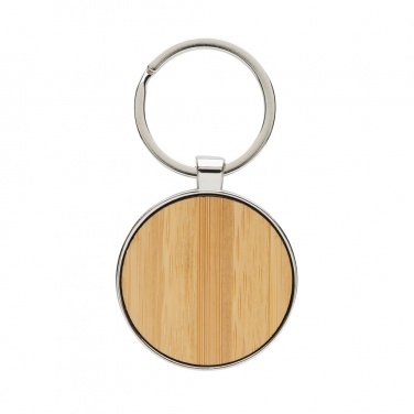 Logo trade promotional items image of: RCS recycled zinc alloy round keychain with bamboo