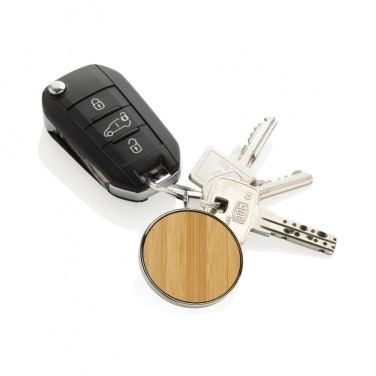 Logotrade advertising product image of: RCS recycled zinc alloy round keychain with bamboo