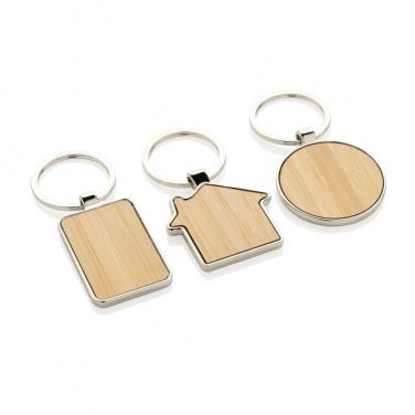 Logotrade business gift image of: RCS recycled zinc alloy round keychain with bamboo
