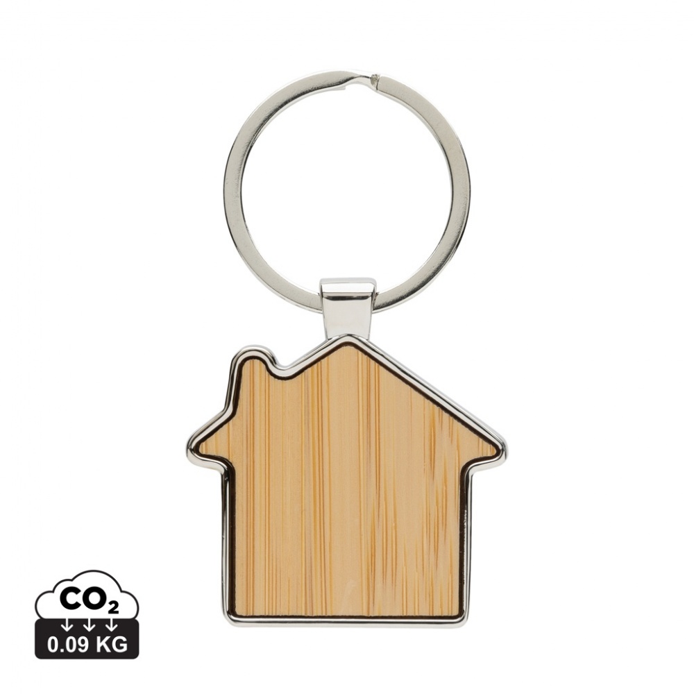 Logotrade promotional gifts photo of: RCS recycled zinc alloy house keychain with bamboo