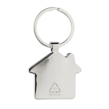 Logo trade promotional merchandise picture of: RCS recycled zinc alloy house keychain with bamboo