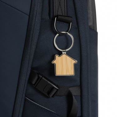 Logotrade promotional giveaway image of: RCS recycled zinc alloy house keychain with bamboo