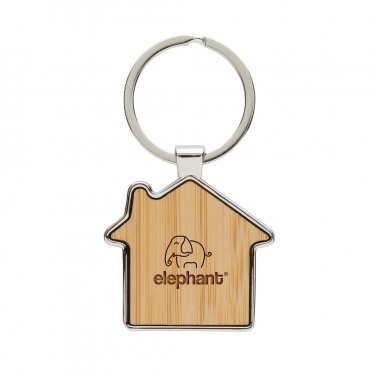 Logo trade promotional merchandise photo of: RCS recycled zinc alloy house keychain with bamboo