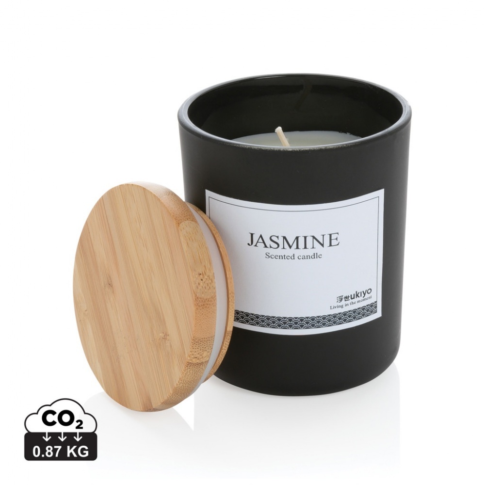 Logo trade corporate gifts image of: Ukiyo deluxe scented candle with bamboo lid