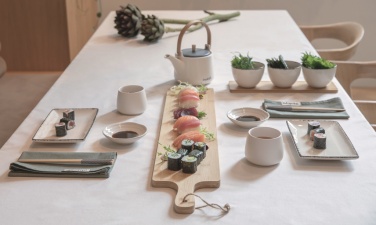 Logo trade promotional products image of: Ukiyo 3pc serving bowl set with bamboo tray