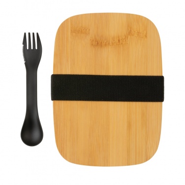 Logotrade promotional item image of: Stainless steel lunchbox with bamboo lid and spork