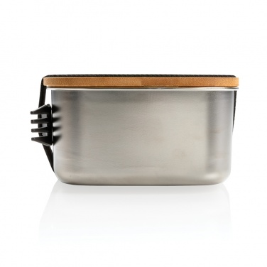 Logotrade advertising product image of: Stainless steel lunchbox with bamboo lid and spork