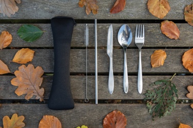Logo trade promotional giveaway photo of: 4 PCS stainless steel re-usable cutlery set