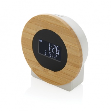 Logotrade promotional item image of: Utah RCS rplastic and bamboo LCD desk clock