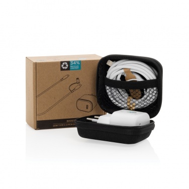 Logo trade promotional gifts picture of: Boost RCS reycled PET 20W type C 2 pcs charging set