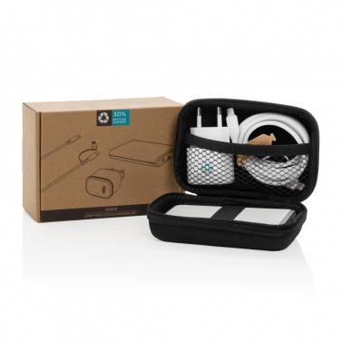 Logo trade promotional merchandise image of: Surge RCS recyled PET 20W type C 3 pcs charging set