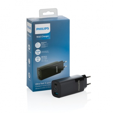 Logotrade promotional giveaway picture of: Philips 65W ultra fast PD 3-port USB wall charger