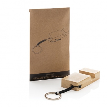 Logotrade advertising products photo of: Standkey bamboo keychain phone stand