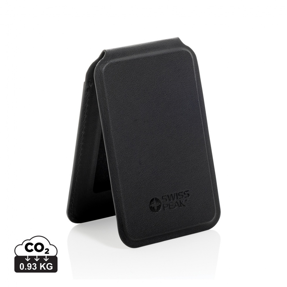 Logo trade business gift photo of: Magstand RCS recycled PU magnetic phone wallet with stand
