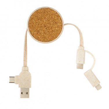 Logotrade promotional merchandise picture of: Cork and Wheat 6-in-1 retractable cable