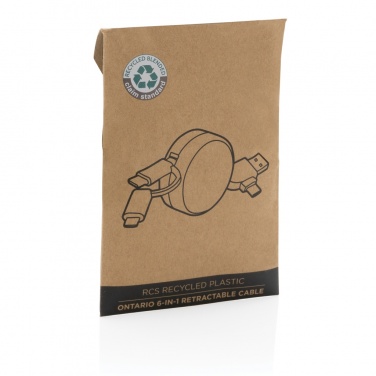 Logo trade promotional giveaways image of: RCS recycled plastic Ontario 6-in-1 retractable cable