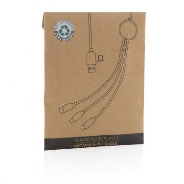 Logotrade advertising product picture of: RCS recycled plastic Ontario 6-in-1 cable