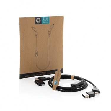 Logo trade promotional merchandise image of: Datalock RCS recycled 60W hacking protection cable