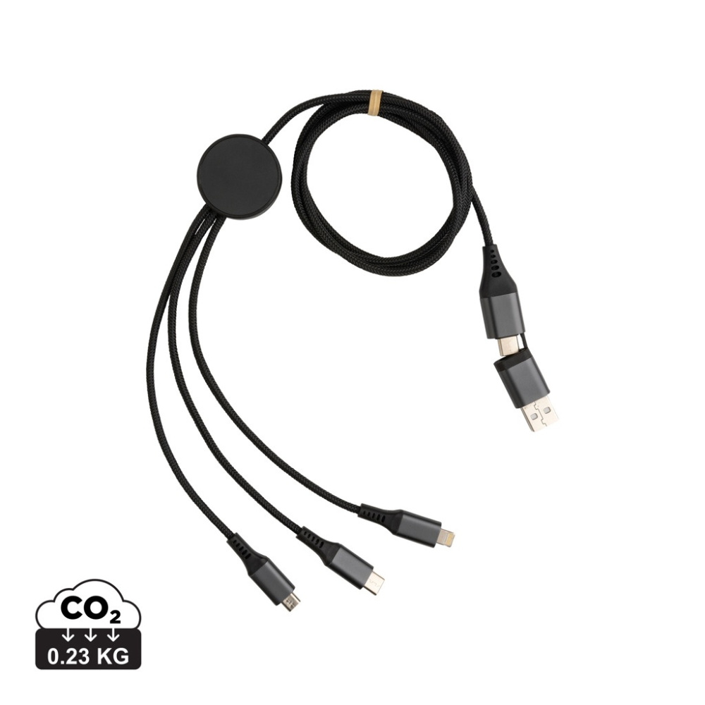 Logotrade promotional gift picture of: Terra RCS recycled aluminium 120cm 6-in-1 cable