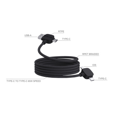 Logotrade promotional gift picture of: Urban Vitamin Stockton 65W RCS RTPE/RPET magnetic cable