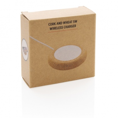Logo trade promotional items image of: Cork and Wheat 5W wireless charger