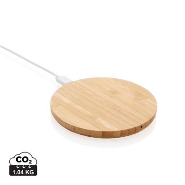 Logotrade corporate gift picture of: Bamboo 5W round wireless charger