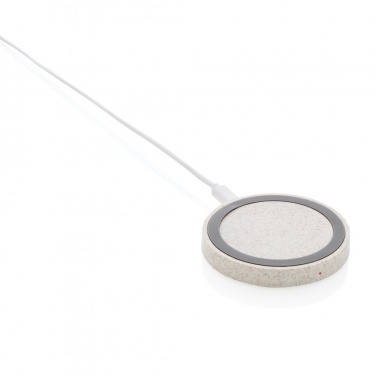 Logo trade corporate gifts image of: Wheat Straw 5W round wireless charging pad