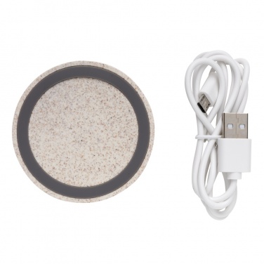 Logo trade corporate gifts picture of: Wheat Straw 5W round wireless charging pad