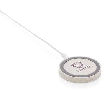 Logo trade promotional gifts image of: Wheat Straw 5W round wireless charging pad