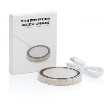 Logotrade business gifts photo of: Wheat Straw 5W round wireless charging pad