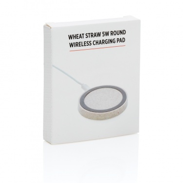 Logo trade promotional gifts image of: Wheat Straw 5W round wireless charging pad